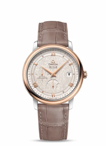 Omega De Ville Prestige Co-Axial 39.5 Power Reserve Stainless Steel / Red Gold / Vintage Silver Silk 424.23.40.21.02.001 (42423402102001)